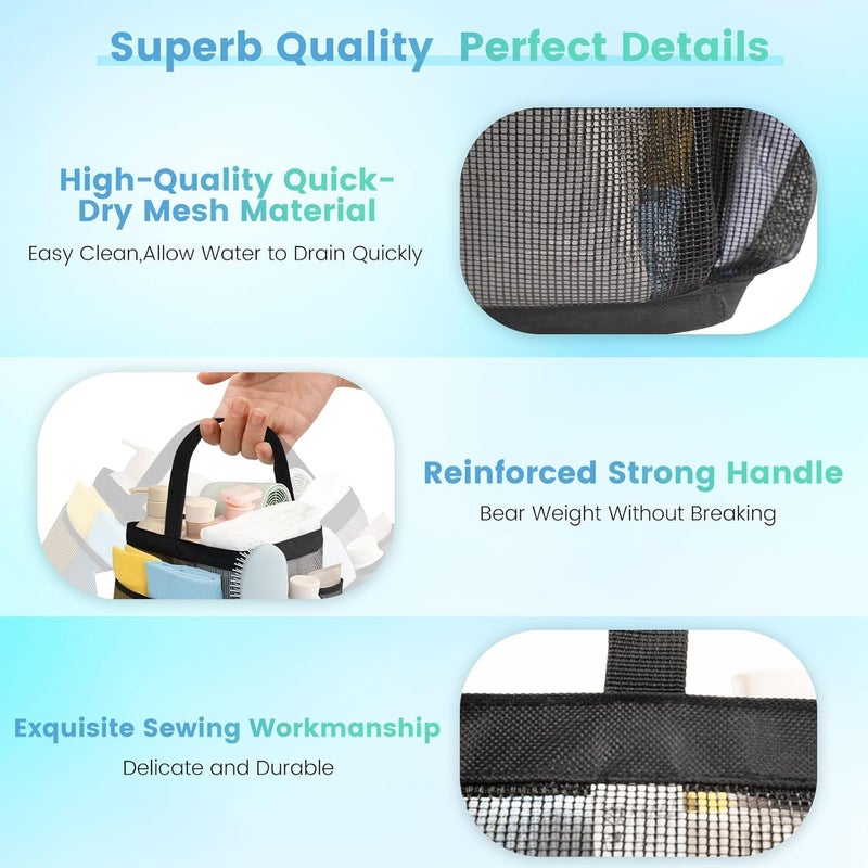 Asisnt Mesh Shower Caddy Portable for College Dorm Room Essentials for Girls with 9 Pockets,Large-Capacity Shower Basket,Quick Dry Toiletry Tote Bag for Women,Outdoor Gym,Travel,Swim,Beach Camping Essentials - Image 3